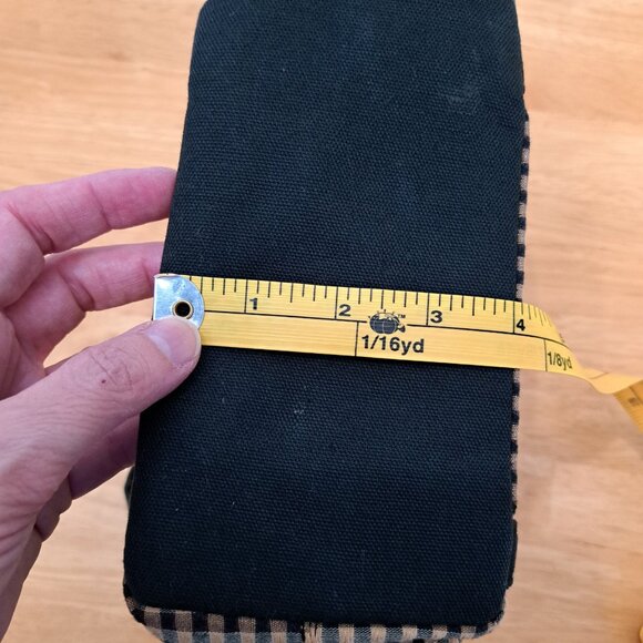 Longaberger Homestead Black Tan Gingham Checkered Plaid Tote Bag Double Handles - Picture 5 of 10